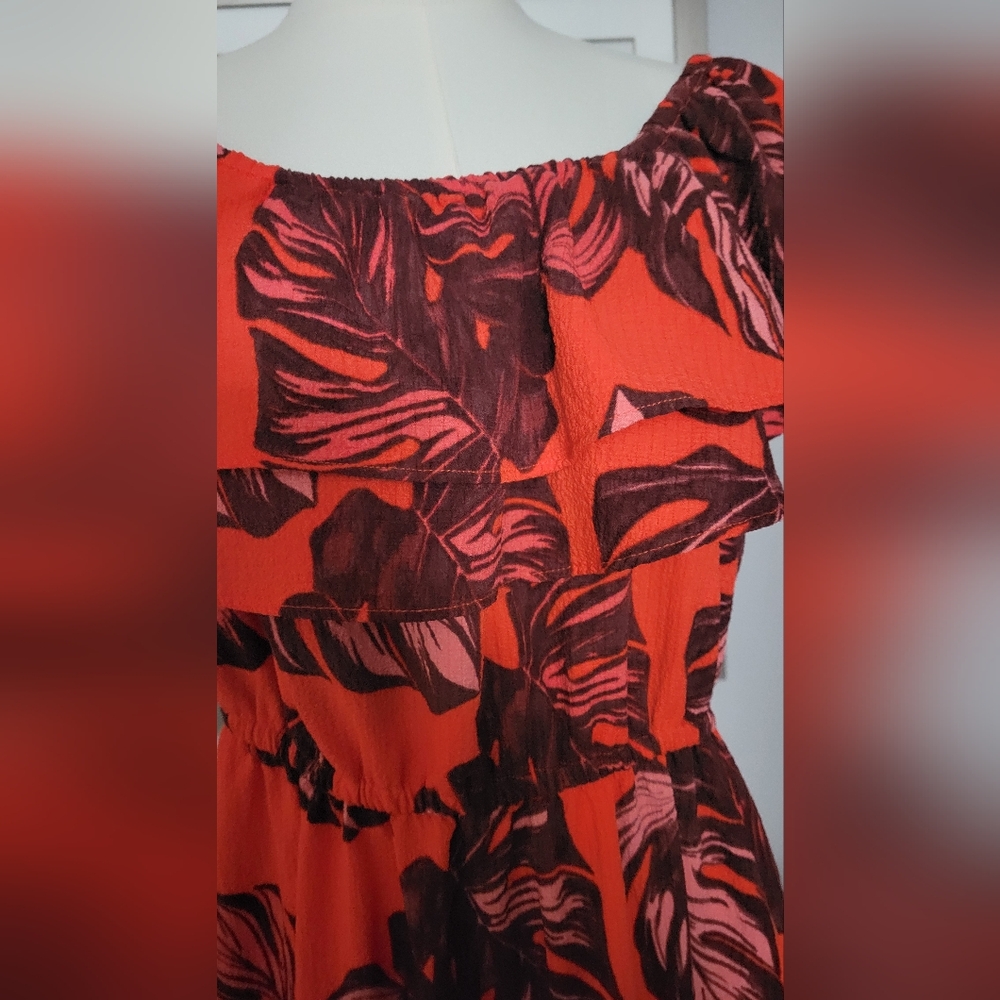 Sofia By Sofia Vergara Orange Leaf Print Maxi Dre… - image 3